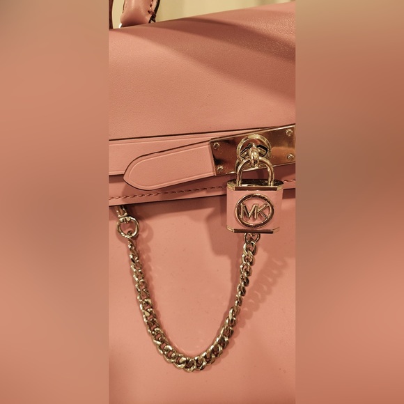 NWT🌞MICHAEL KORS HAMILTON LEGACY ROYAL PINK LEATHER BELTED LARGE SATCHEL BAG🌺 - Picture 2 of 6